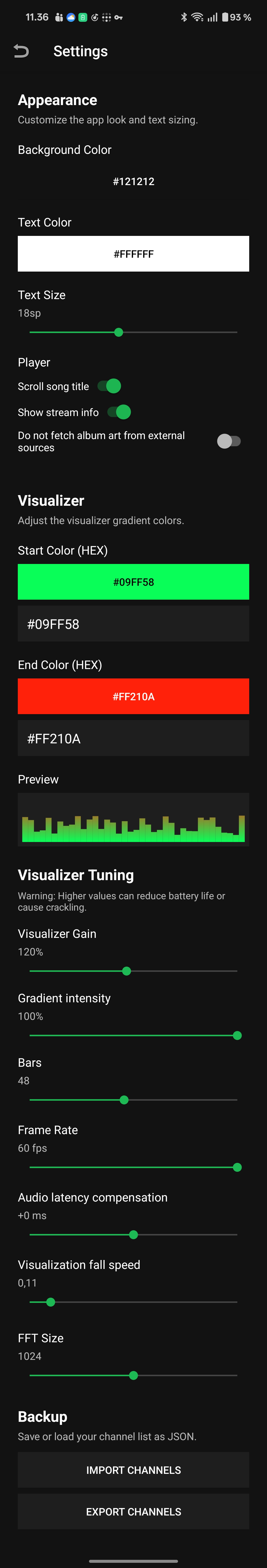 Customization options